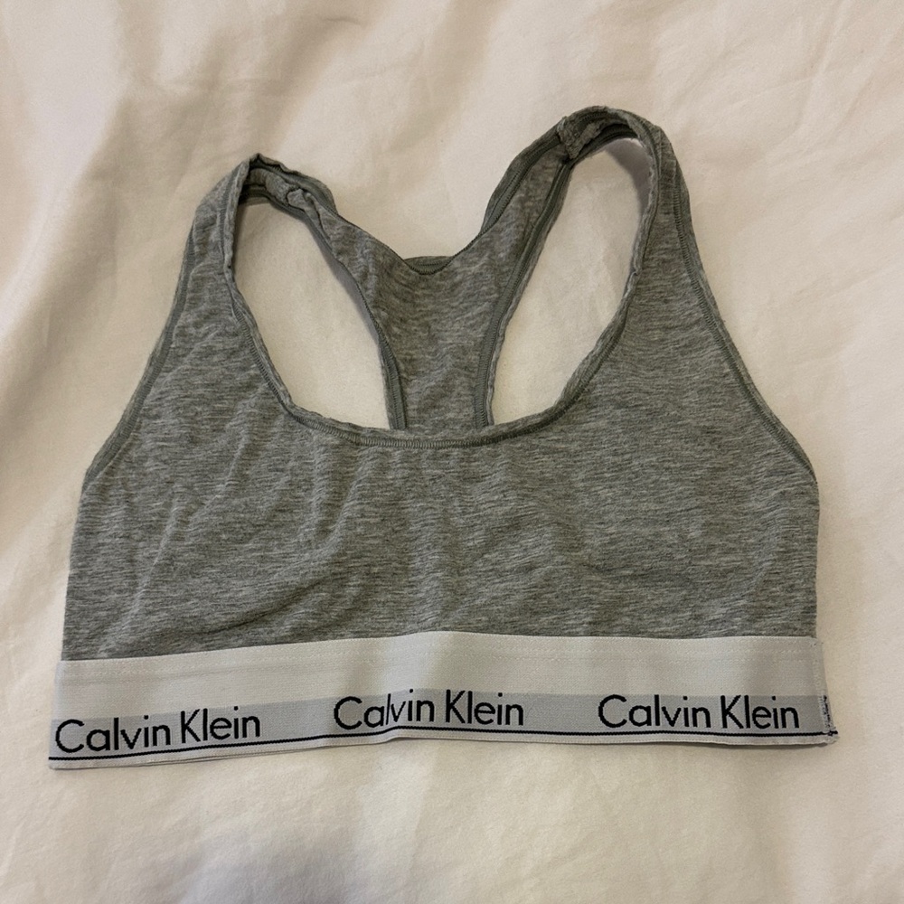 Calvin Klein Gray Racerback Sports Bra
